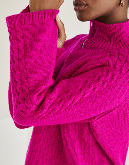 Hayfield Bonus Zip Neck Sweater DK Knitting Pattern 10593