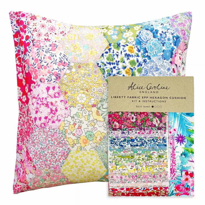 Alice Caroline Liberty English Paper Pieced Hexagon Cushion Kit (various backing fabrics)