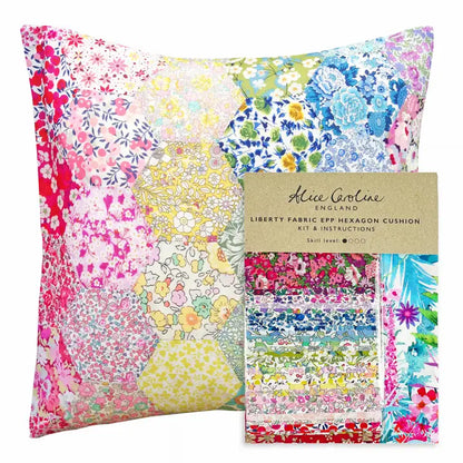 Alice Caroline Liberty English Paper Pieced Hexagon Cushion Kit (various backing fabrics)
