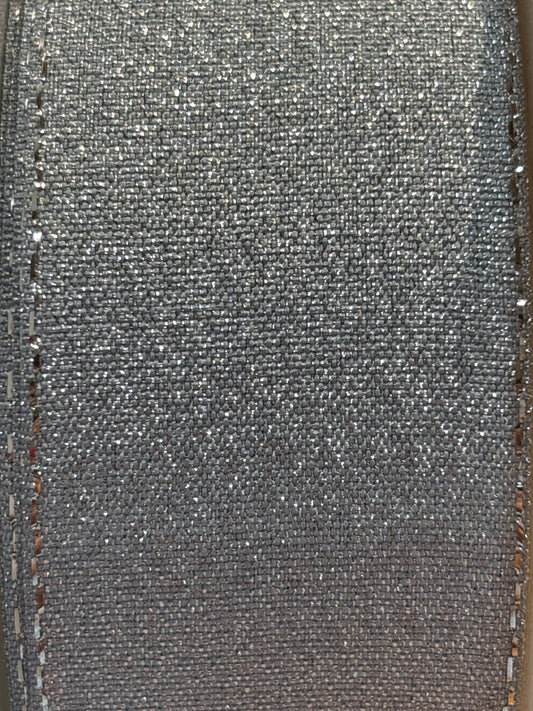 36mm Glitter Lurex Edge Ribbon - Silver (Price per 25cm)