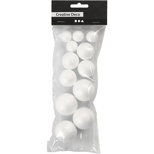 20, 30 & 40mm Polystyrene Ball Assortment - 12 Pieces