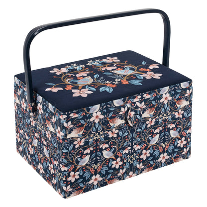 Hobby Gift Embroidered Blossom Birds Large Sewing Box