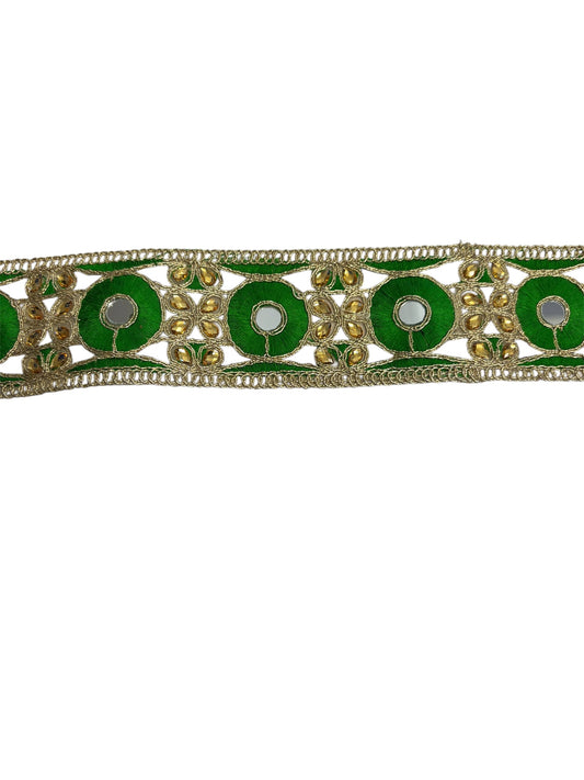 55mm x 1.36m Green and Gold Mirrored Trim Remnant