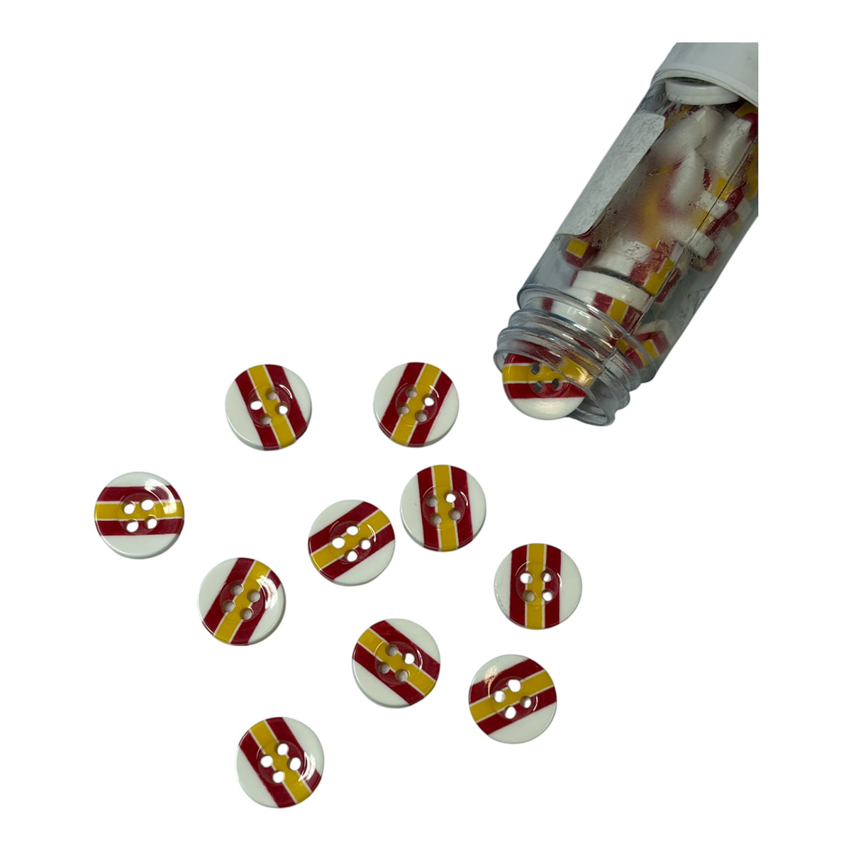 12mm Red and Yellow Stripe 4 Hole Button