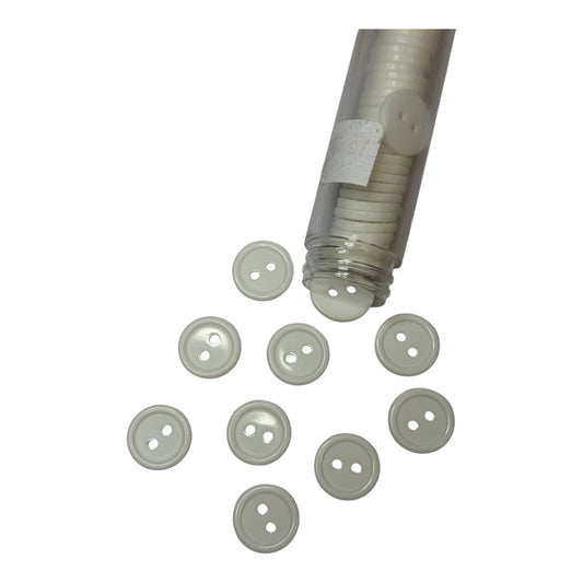 15mm White Rimmed 2 Hole Button