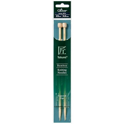 23cm Clover Single-Ended Knitting Pins - Takumi Bamboo (2mm - 7.00mm)