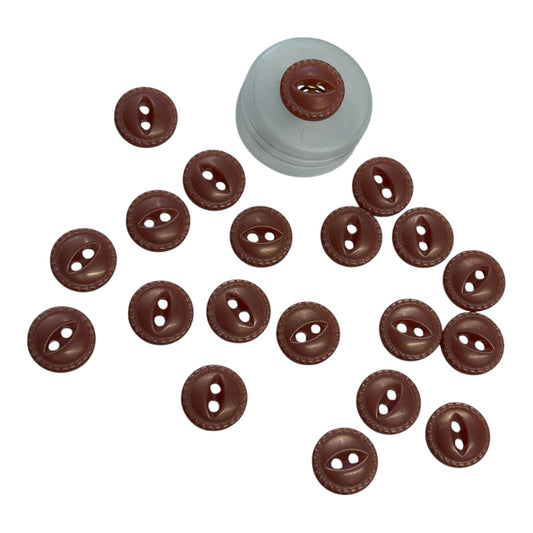 11mm Dark Rose Ridged Edge Two Hole Button