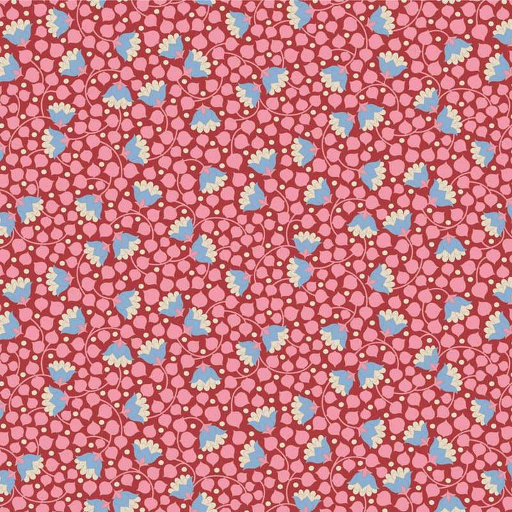 Tilda Wallflower 100% Cotton Fabric - Bell Flower Pink (Price Per Metre)