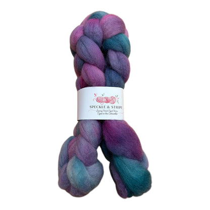 Speckle and Stripe Luxury Hand Dyed Combed Wool Top  approx 100g