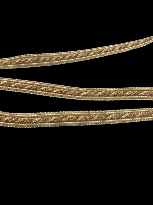 10mm Flat Braid - Cream & Pink Twist (Price per 25cm)