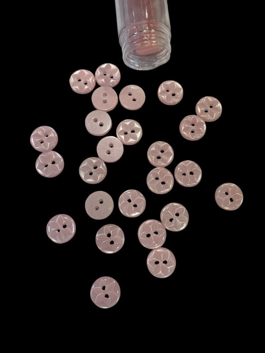 11mm Pale Pink Star 2 Hole Button
