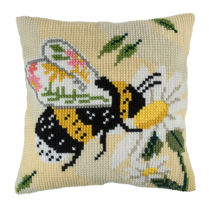 Trimits Cross Stitch Kit Printed Cushion Floral Bee