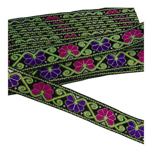 32mm Pink/ Purple Floral Jacquard Ribbon (Price per 25cm)