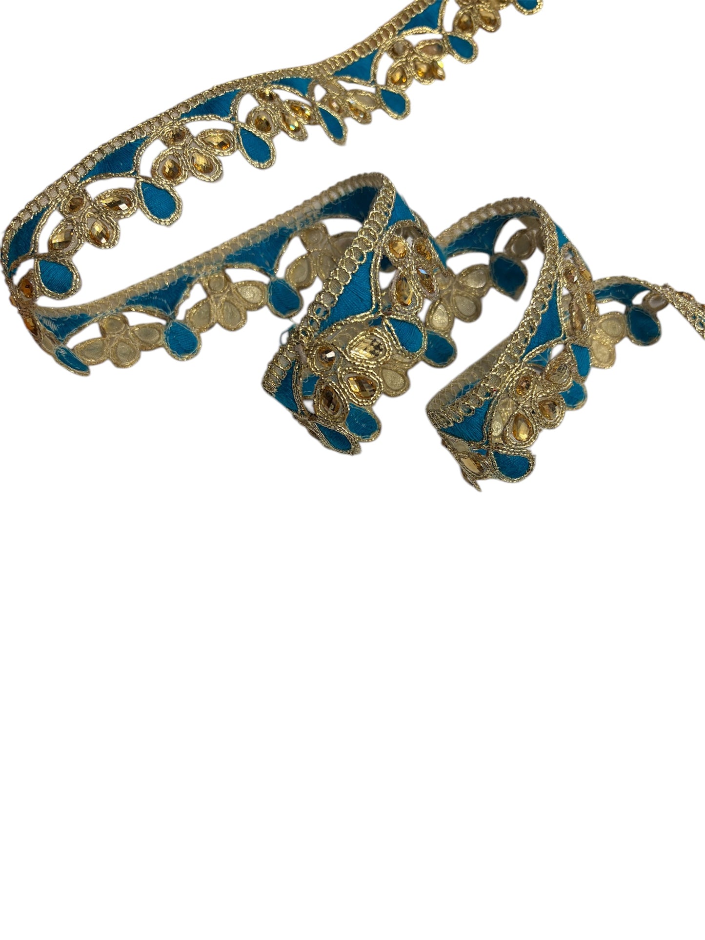 30mm Turquoise Gold Embellishment Trim (Price per 25cm)