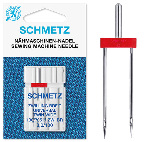Schmetz Sewing Machine Needles - 100 (16) 8.00mm Universal Twin Needle