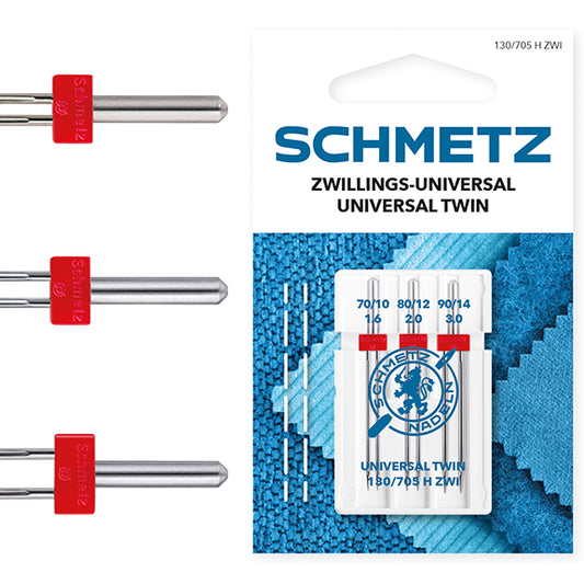 Schmetz Sewing Machine Needles - Universal Twin Assortment 75(11)-90(14)