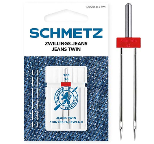 Schmetz Sewing Machine Needles - Size 100 (16) 4.0mm Jeans Twin Needle