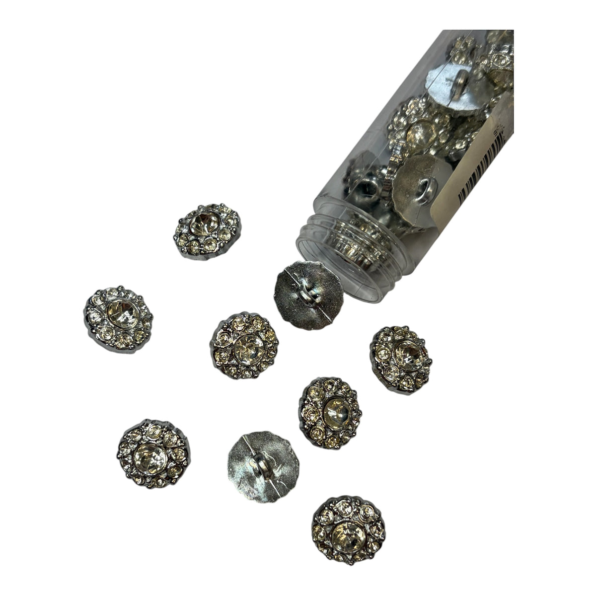 14mm Large Crystal Encrusted Silver Shankback Button