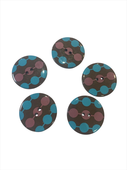 34mm Brown 60’s Spot 2 Hole Button