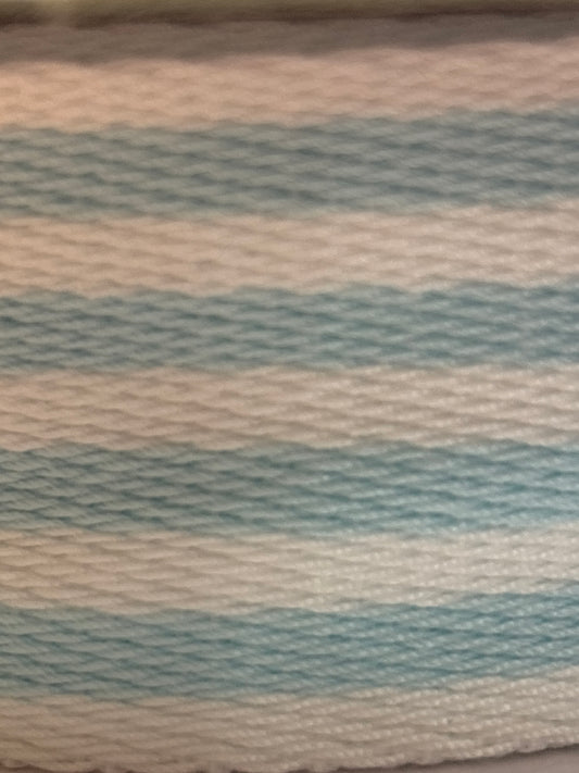 38mm Striped Webbing - Pale Blue / White (Price per 25cm)