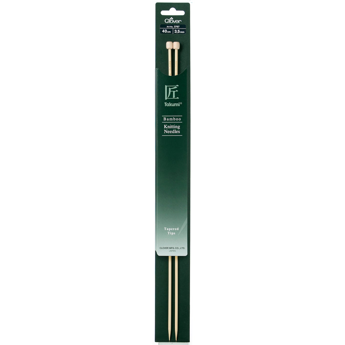 40cm Clover Single-Ended Knitting Pins - Takumi Bamboo (3.5mm & 5mm)