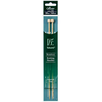 23cm Clover Single-Ended Knitting Pins - Takumi Bamboo (2mm - 7.00mm)