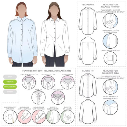Clayton Woven Shirt Pack Pattern by Style Arc (Regular or Plus Size)