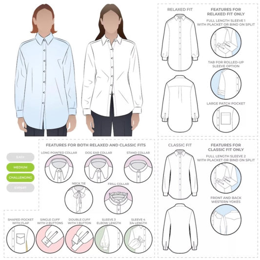 Clayton Woven Shirt Pack Pattern by Style Arc (Regular or Plus Size)