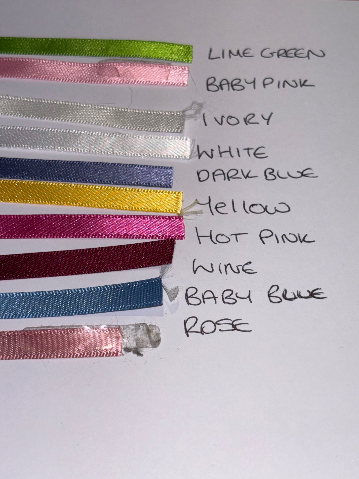 7mm Double Faced Ribbon - 19 Colours (Price per 25cm)