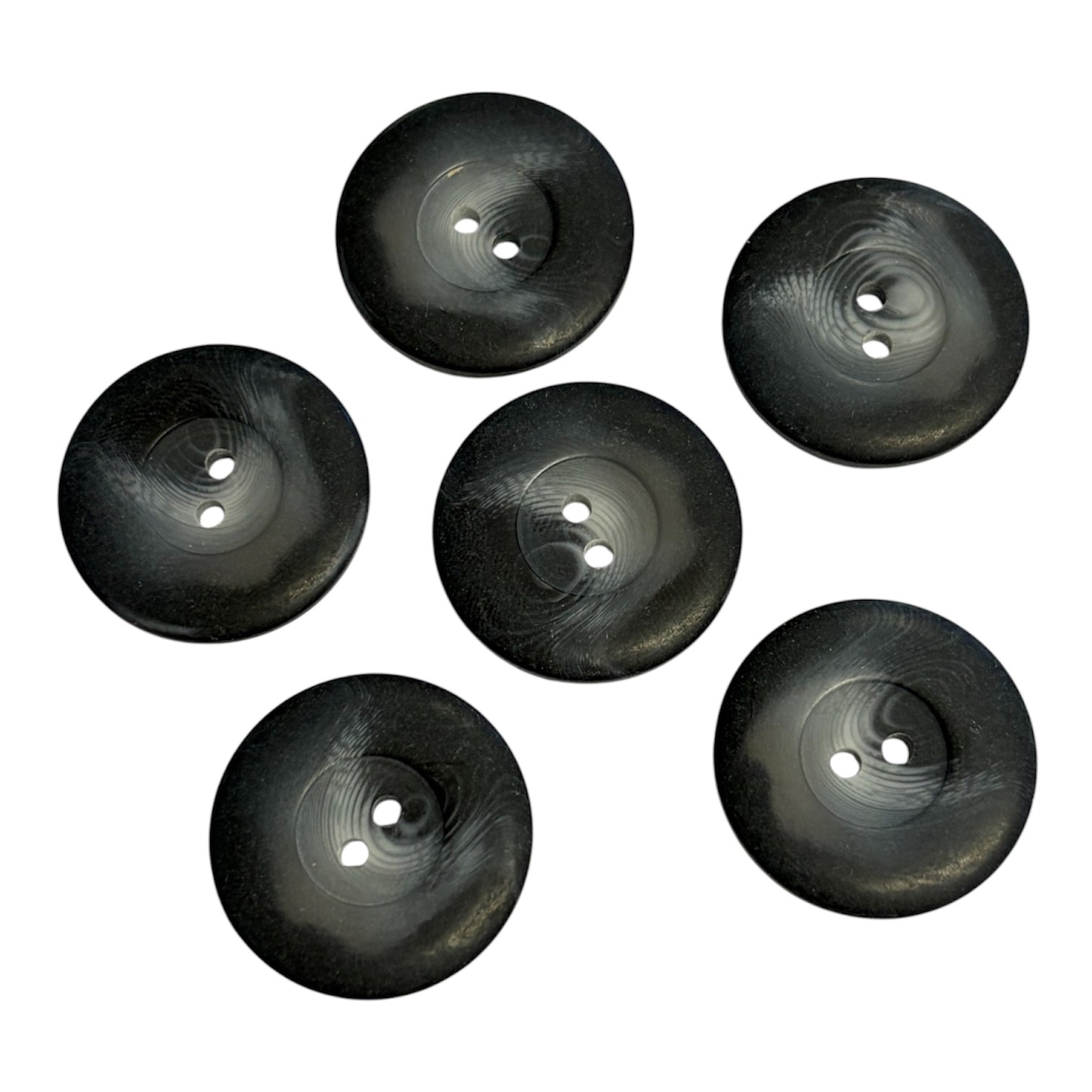 25mm Charcoal and Grey 2 Hole wide rim Button