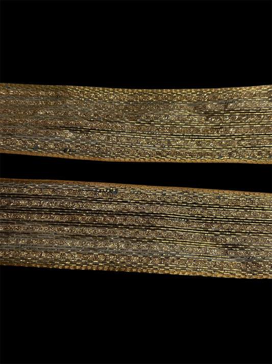 38mm Golden Glitter Stripe Lurex Ribbon (Price per 25cm)