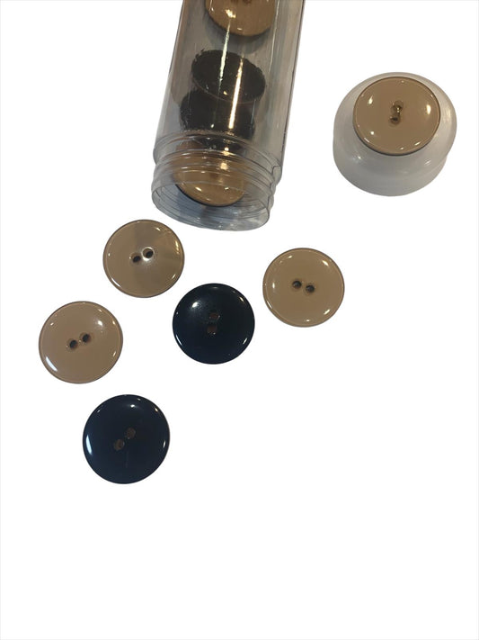 21mm Black Back / Beige Front 2 Hole Button