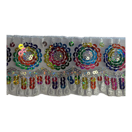 59mm Rainbow Sequin Organza Trim (Price per 25cm)