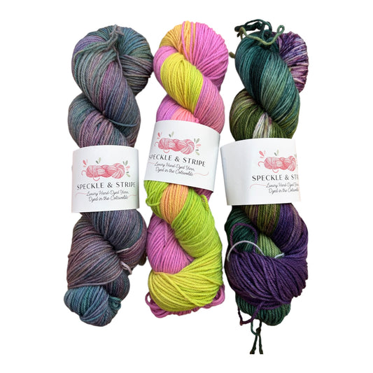 Speckle and Stripe Luxury Hand Dyed Blue Faced Leicester Dk 100g