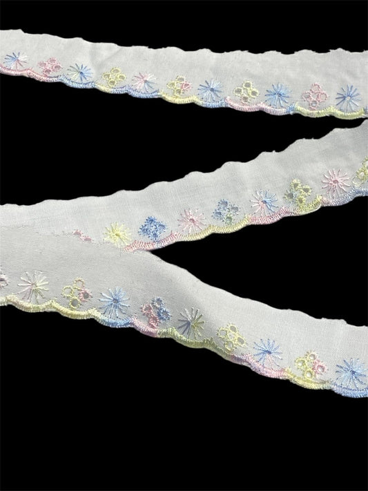 27mm 4 Hole Broderie Anglaise - Multicolour (Price per 25cm)