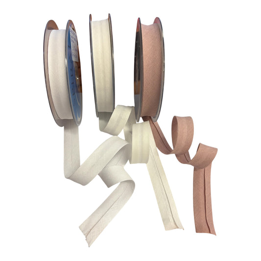 20mm Safisa Linen and Cotton Blend Bias Binding (Various Colours, Priced per 25cm)