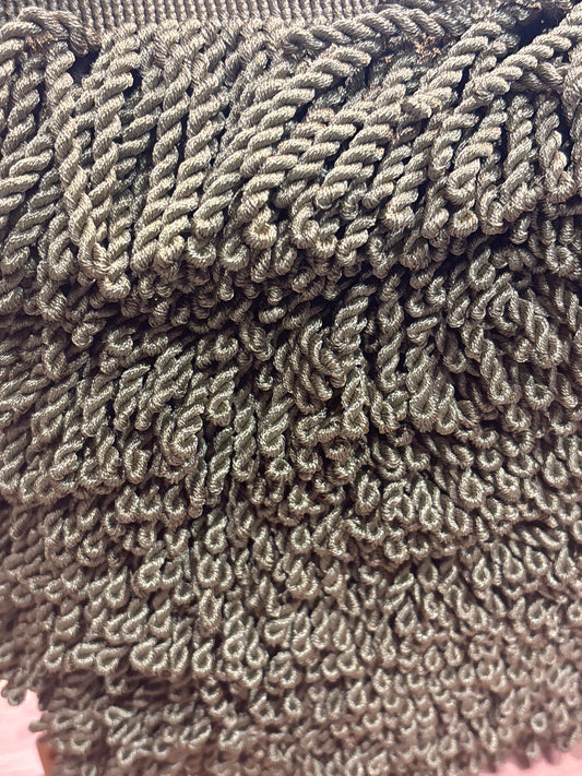 60mm Bouillon Fringe - Khaki (Price per 25cm)