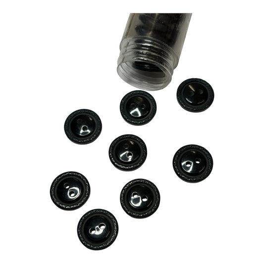 16mm Decorative Rim Black 2 Hole Button