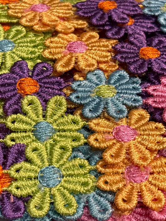 26mm Daisy Guippure Lace - Multi Bright (Price per 25cm)