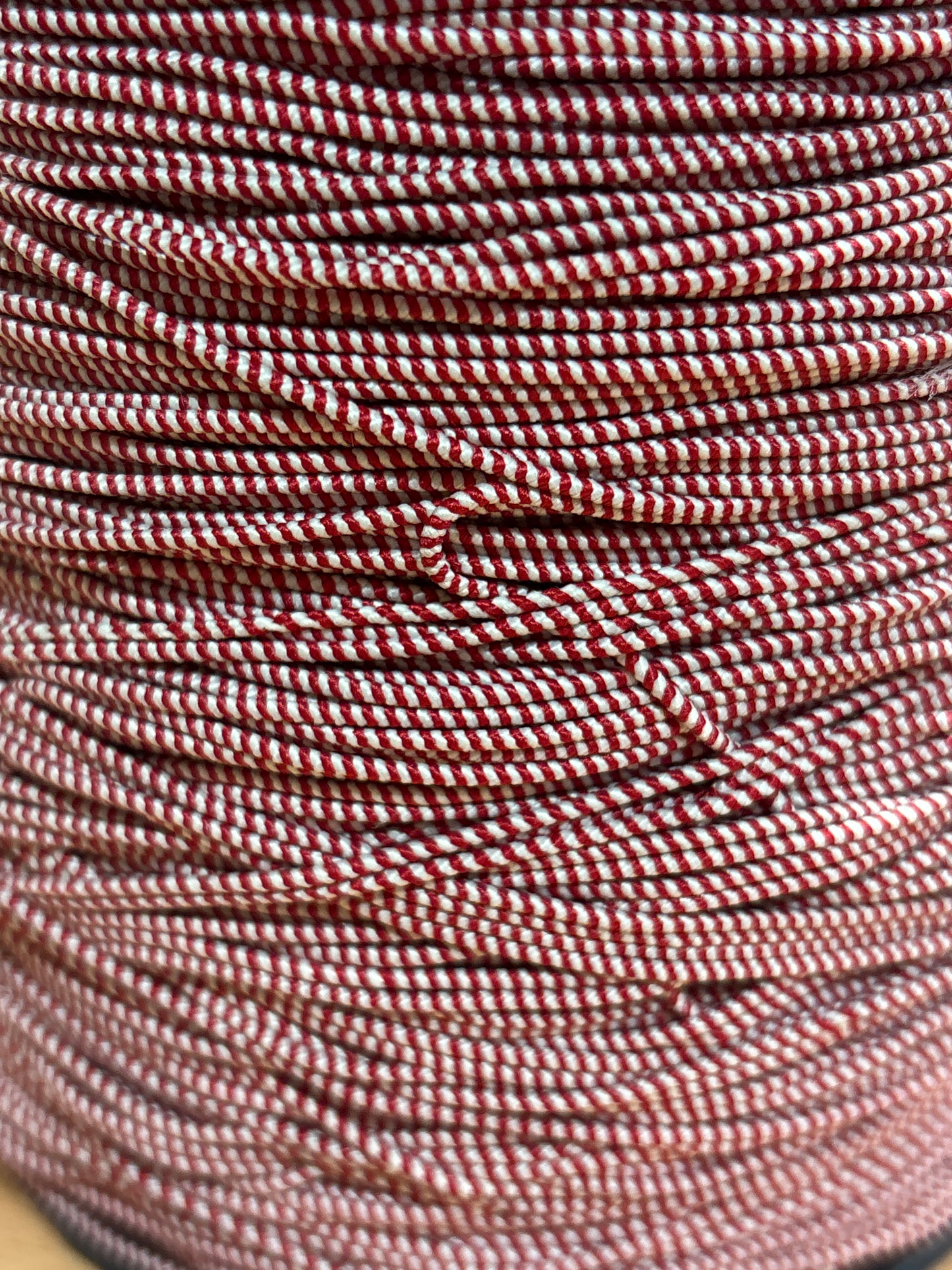 2mm Elastic Cord - Red/White (Price per Metre)