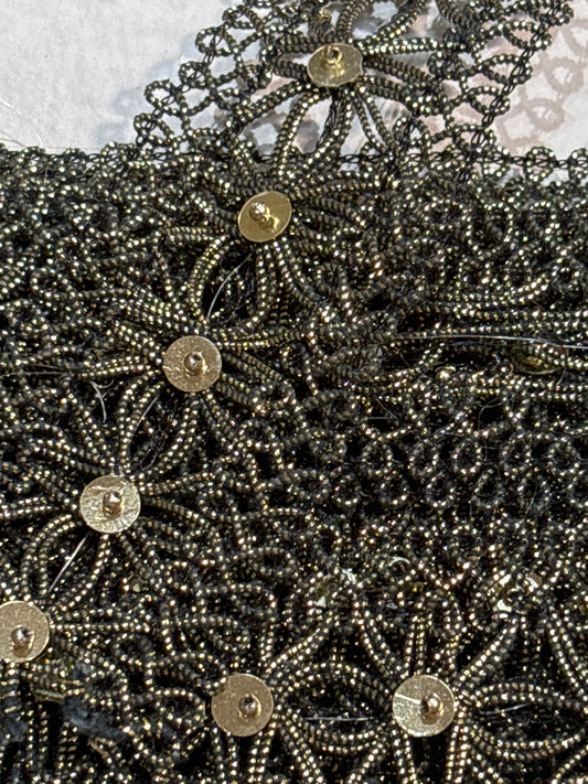 40mm Sequin Trim - Black & Gold (Price per 25cm)