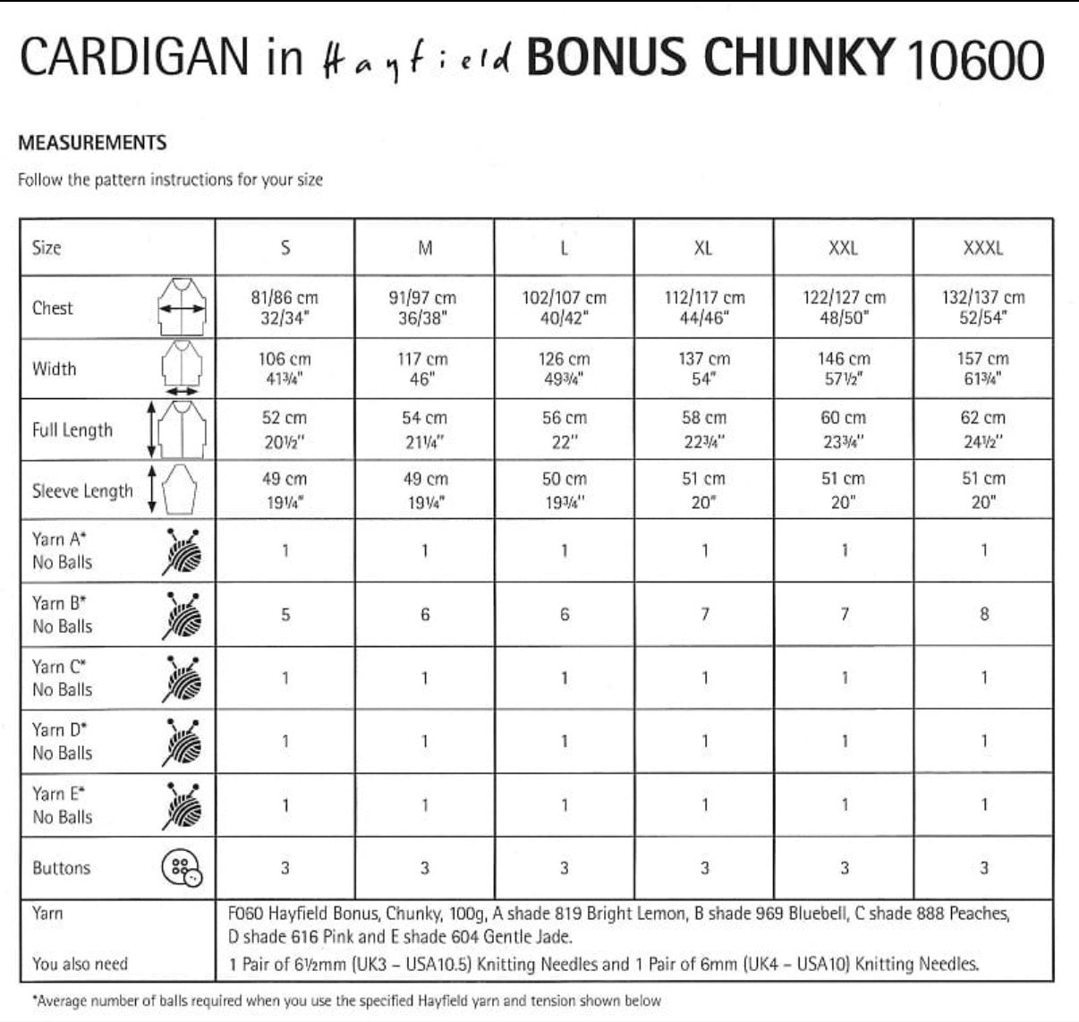 Hayfield Bonus Contrast Rib Cardigan Chunky Knitting Pattern 10600