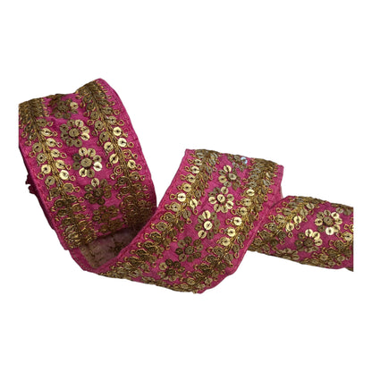 64mm Gold Heavy Sequin Embroidered Trim (Various colours, Priced per 25cm)