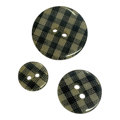 Black Check 2 Hole Buttons (3 Sizes)