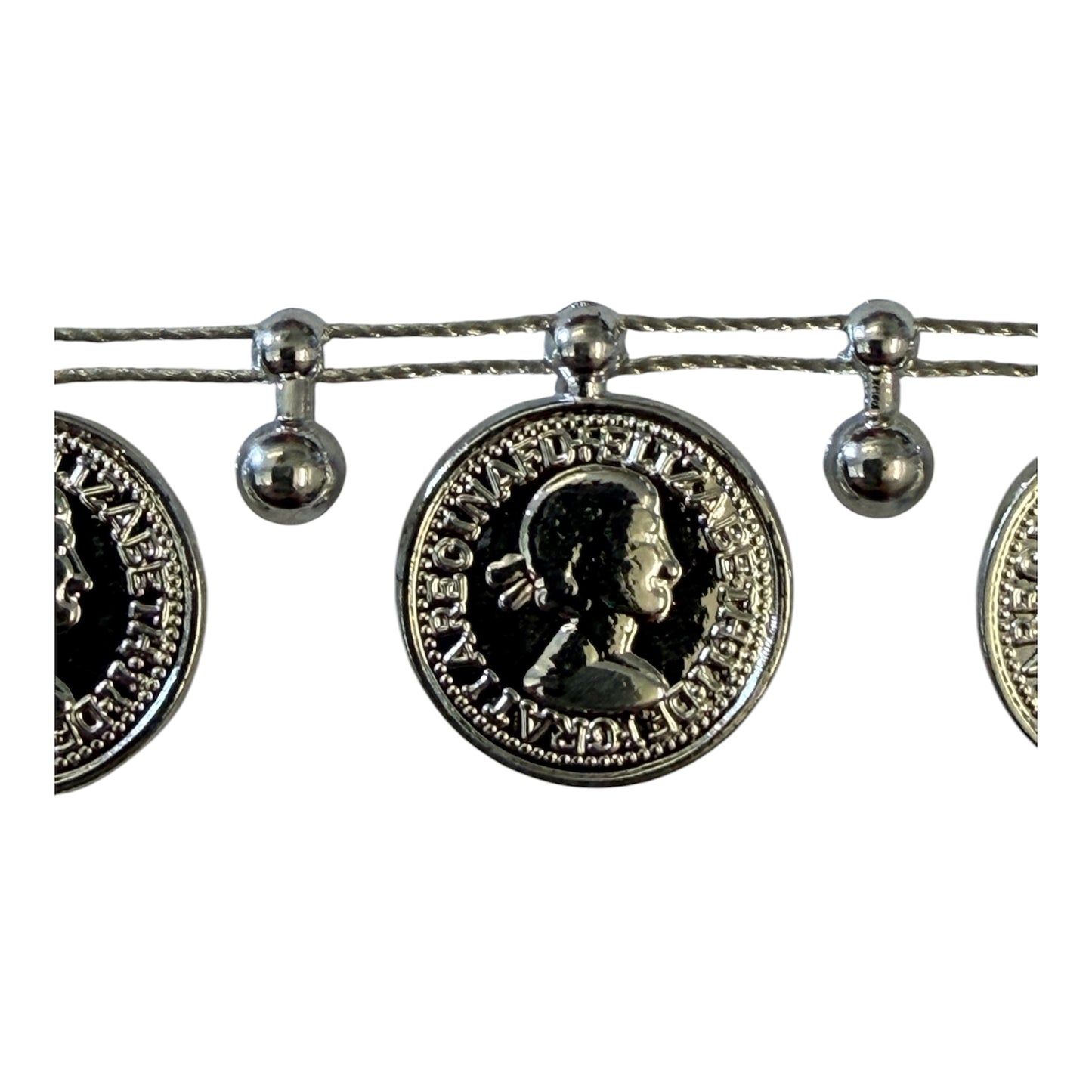 19mm Silver Coin Trim (Priced per 25cm)