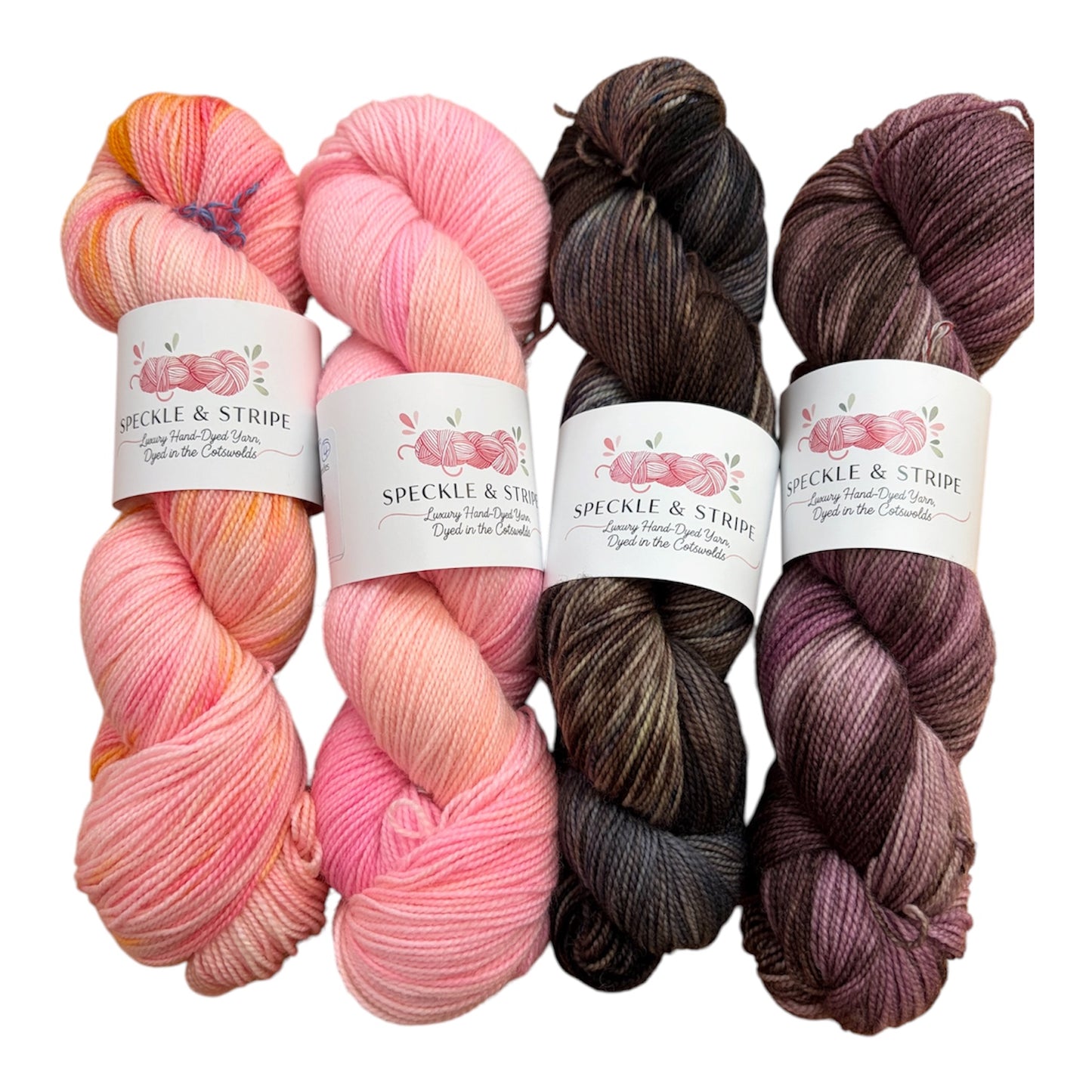 Speckle and Stripe Luxury Hand Dyed High Twist 4-Ply Sock Yarn (Various Colours)