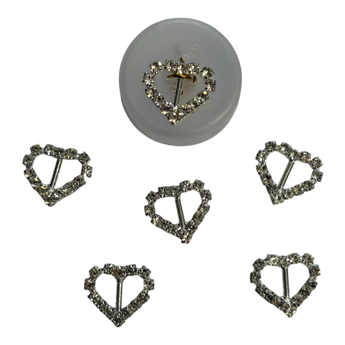 12mm Diamanté Heart Embellishment Silver