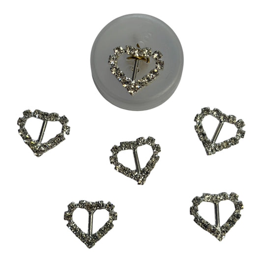 12mm Diamanté Heart Embellishment Silver