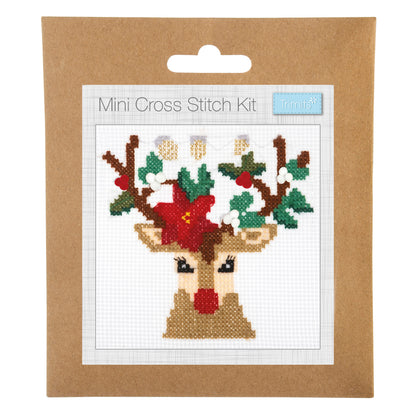 Trimits Counted Cross Stitch Kit Mini Christmas: Reindeer