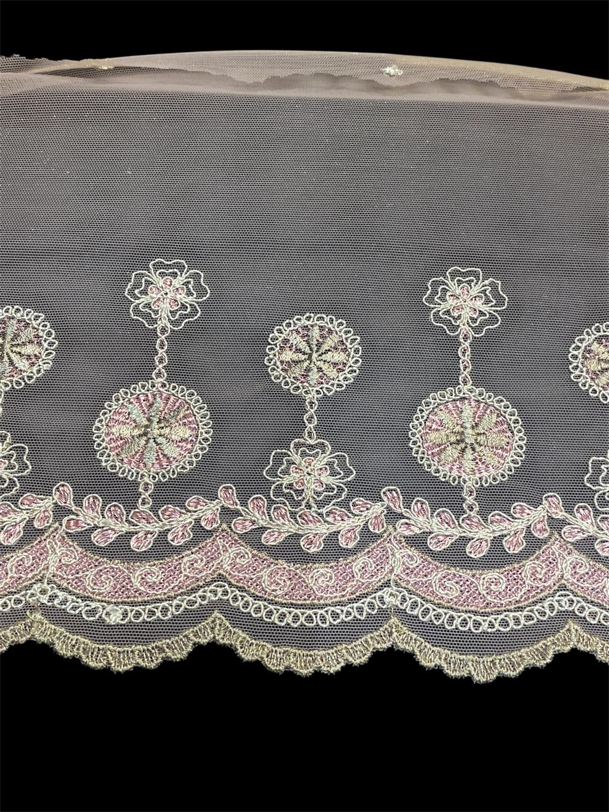 20cm Embroidered French Lace - 4 designs (Price per 25cm)
